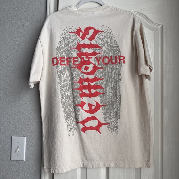 MNML DEFEAT YOUR DEMONS TEE M2023T320OWT OFF WHITE Size Small - Picture 4 of 6